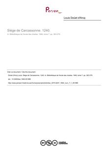Siège de Carcassonne. 1240. - article ; n°1 ; vol.7, pg 363-379