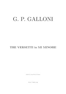 Partition complète, 3 Versetti en E minor, E minor, Galloni, Giuseppe Prospero