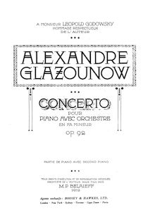 Partition complète, Piano Concerto No.1, Op.92, Glazunov, Aleksandr