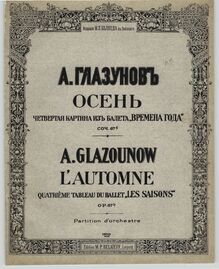 Partition couverture couleur,  pour Seasons  - Ballet, Op.67, Glazunov, Aleksandr
