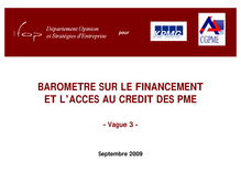  Baromètre KPMG-CGPME sur le financement et l accès au crédit   - 3ème baromètre > octobre 2009