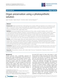 Organ preservation using a photosynthetic solution