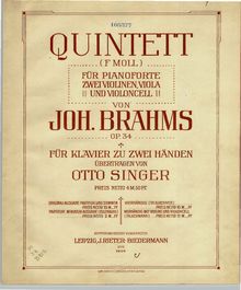 Partition de piano, Piano quintette, Klavier-Quintett par Johannes Brahms