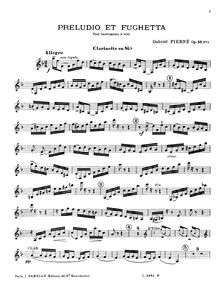 Partition clarinette, 3 pièces Formant  de Concert, Op.40, Pierné, Gabriel