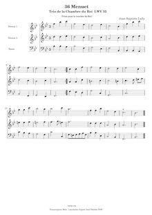 Partition 3, Menuet, Trios de la Chambre du Roi, Lully, Jean-Baptiste par Jean-Baptiste Lully