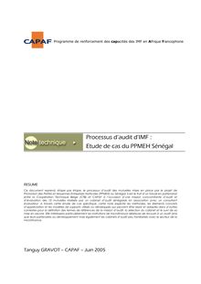 Processus d audit d IMF : Etude de cas du PPMEH Sénégal