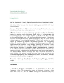 On the Naturalistic Fallacy: A conceptual basis for evolutionary ethics