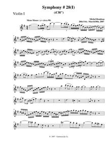 Partition violons I, Symphony No.28, G major, Rondeau, Michel