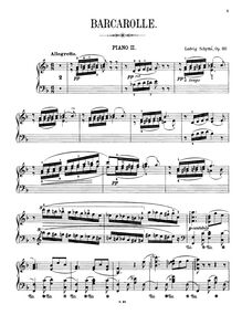 Partition Piano 2 (alternate to cordes), Barcarolle pour Piano et cordes, Op.60