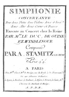 Partition violons I, Simphonie concertante No.2, G major, Stamitz, Anton