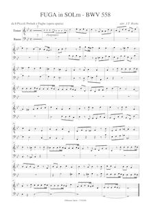 Partition ténor- et basse enregistrement , Prelude et Fugue G minor