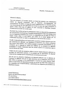 échanges de missives entre la commission européenne et la France(Almunia commissaire européen) 