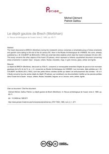 Le dépôt gaulois de Brech (Morbihan) - article ; n°1 ; vol.2, pg 65-71