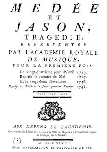 Partition Libretto, Médée et Jason, Salomon, Joseph-François