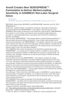 Ansell Creates New SENSOPRENE™ Formulation to Deliver Market-Leading Sensitivity in GAMMEX® Non-Latex Surgical Glove