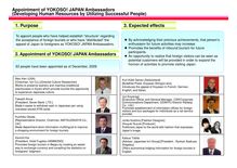 3. Expected effects 1. Purpose Appointment of YOKOSO! JAPAN ...