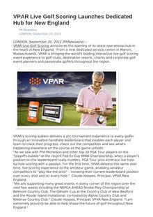 VPAR Live Golf Scoring Launches Dedicated Hub for New England