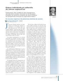 Enjeux individuels et collectifs du cancer aujourd’hui - article ; n°1 ; vol.9, pg 25-30