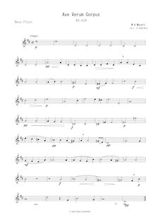Partition basse flûte , partie, Ave verum corpus, D major, Mozart, Wolfgang Amadeus