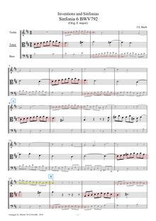 Partition ténor viole de gambe, 15 symphonies, Three-part inventions