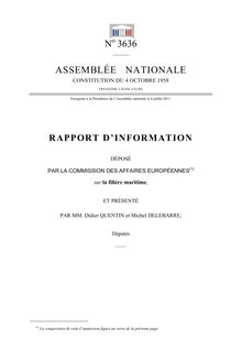 Rapport d information déposé par la commission des affaires européennes sur la filière maritime
