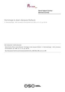 Hommage à Jean-Jacques Dufaure - article ; n°2 ; vol.5, pg 98-100