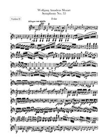 Partition violons II, Symphony No.35, Haffner Symphony, D major par Wolfgang Amadeus Mozart