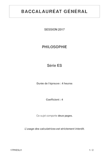 Bac ES 2017 Liban : le sujet de philosophie