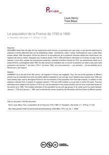 La population de la France de 1740 à 1860 - article ; n°1 ; vol.30, pg 71-122