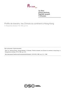 Profils de biaoshu: les Chinois du continent à Hong Kong - article ; n°1 ; vol.16, pg 6-10