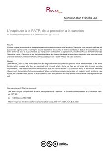 L inaptitude à la RATP, de la protection à la sanction  - article ; n°1 ; vol.8, pg 107-125