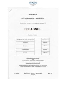 Sujet BTS 2015 - Espagnol - Tertiaires Groupe 1