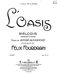 Partition complète, L oasis, Mélodie, E minor, Fourdrain, Félix