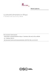 La précarité alimentaire en Afrique - article ; n°95 ; vol.24, pg 589-596