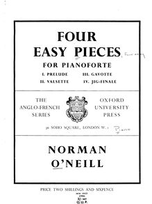 Partition Incomplete Score, 4 Easy pièces, O Neill, Norman