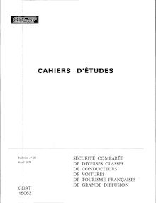 Cahiers d études ONSER du numéro 1 à 66 (1962-1985) - Récapitulatif. : fasc. 1 - Etudes.