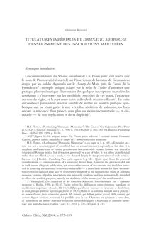 Titulatures impériales et damnatio memoriae : l’enseignement des inscriptions martelées - article ; n°1 ; vol.15, pg 175-189