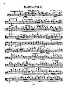 Partition de violoncelle, Barcarolle, G major, Popper, David