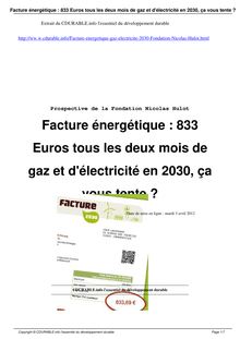 Facture énergétique : 833 Euros tous les deux mois de gaz et d ...