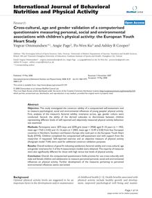 Cross-cultural, age and gender validation of a computerised questionnaire measuring personal, social and environmental associations with children s physical activity: the European Youth Heart Study