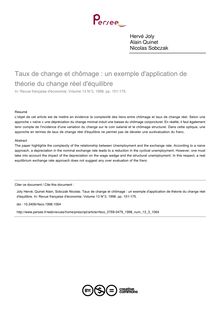 Taux de change et chômage : un exemple d application de théorie du change réel d équilibre - article ; n°3 ; vol.13, pg 151-175
