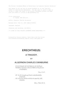 Erechtheus - A Tragedy (New Edition)
