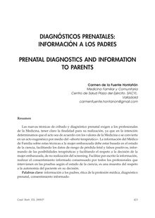 Diagnósticos Prenatales: información A Los Padres (Prenatal Diagnostics and information to Parents)