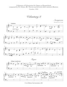 Partition Voluntary 8 en D minor (Anonymous), Collection of Bénévoles pour orgue ou clavecin, composed by Dr. Green, Mr. Travers et several other eminent Masters