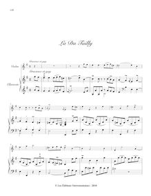Partition , La du Tailly (avec violon), Pièces de clavecin, Du Phly, Jacques