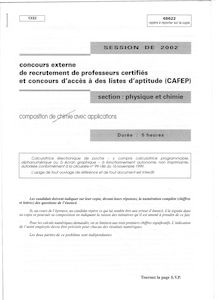 Composition de chimie avec applications 2002 CAPES de physique-chimie CAPES (Externe)