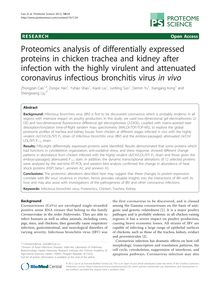 Proteomics analysis of differentially expressed proteins in chicken trachea and kidney after infection with the highly virulent and attenuated coronavirus infectious bronchitis virus in vivo