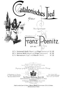 Partition complète, Catalonisches Lied, Op.40, G major, Poenitz, Franz