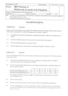 Mathématiques - Sciences physiques 2001 BEP - Bioservices