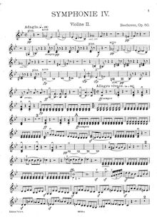 Partition violon 2 , partie (en option), Symphony No.4, B♭ major